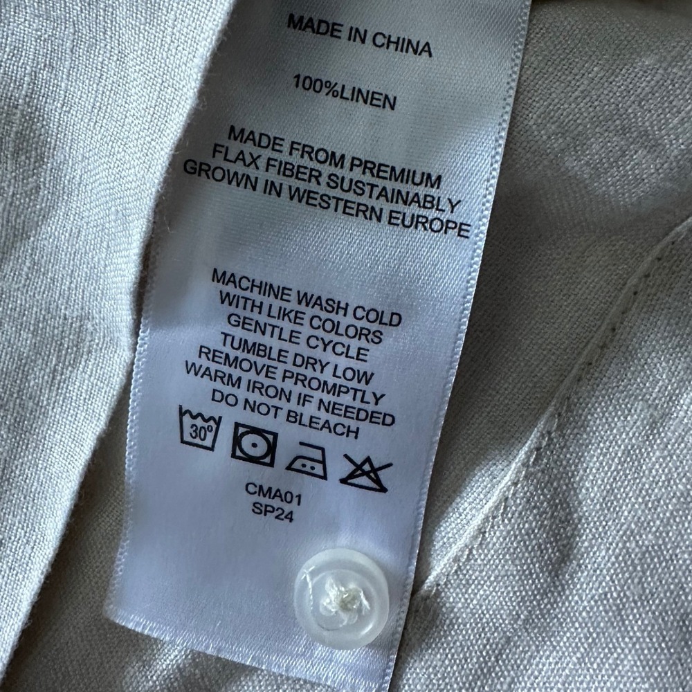 Quince Sand Off White 100% European Linen Short Sleeve Camp Shirt Button Down S - Picture 5 of 6